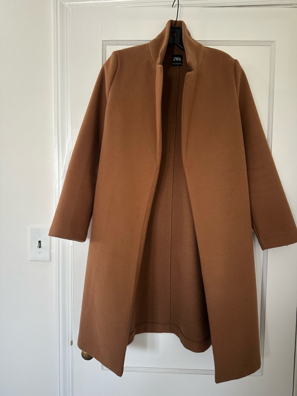 Zara Tan Camel Wool-Blend Coat